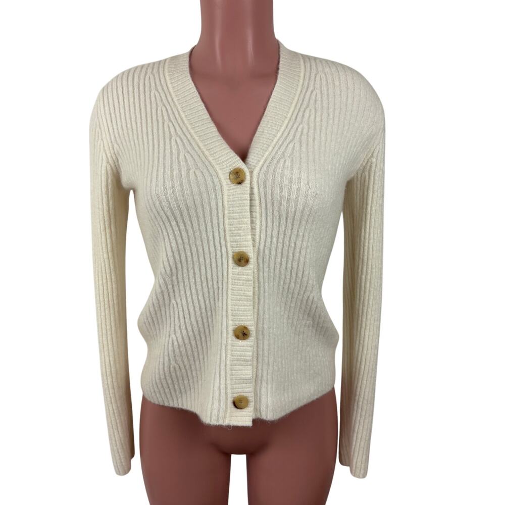 Athleta Layover Cardigan Magnolia White XS ribbed knit wool blend 882501